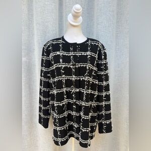 The Michael Collection black white plaid tweed jacket cardigan